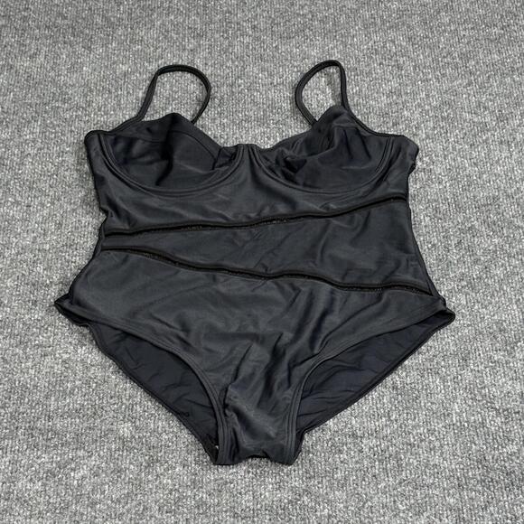 Mary Sol Other - Mary Sol Swimsuit Womens 12 Black One Piece Underwire Spaghetti Strap Mesh Trim